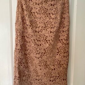 H&M Floral Lace Pencil Skirt in Blush